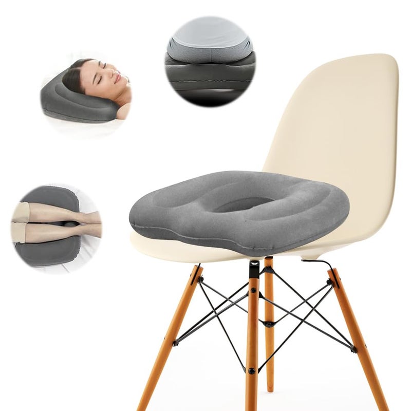 HIULLEN Inflatable Donut Pillow, Hemorrhoid Cushion, Ring Donut Cushion, Excellent for Tailbone, Prostate, Sciatica, Bed sores, Postpartum Pregnancy, Post-Surgical Pain-Orthopedic (Gray)